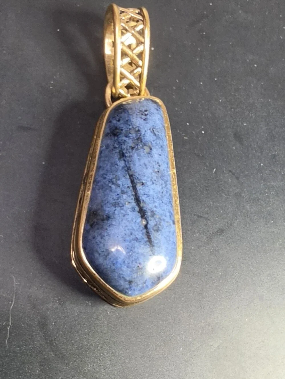 Gold Pendant Necklace with Blue Stone Barse Jewelry